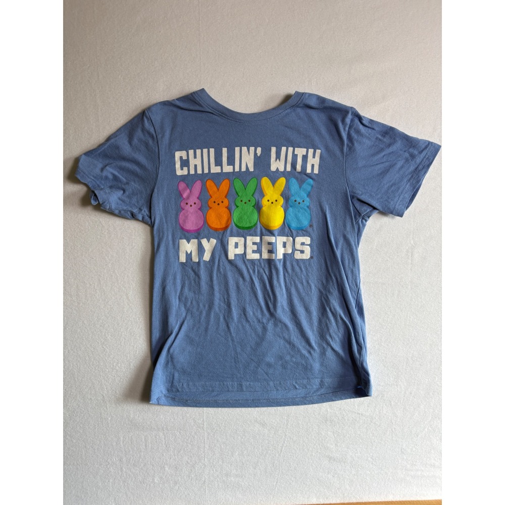 Peeps Blue Graphic Tee Chillin With My Peeps Easter Bunny Shirt Kids Large 10/12